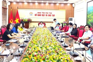 Quang cảnh hội nghị tại điểm cầu Sở GD&ĐT tỉnh Phú Thọ.