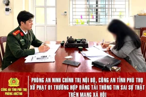 Bà Đ.T.L làm việc với cơ quan công an. (ảnh: Công an tỉnh Phú Thọ).