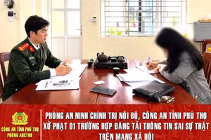 Bà Đ.T.L làm việc với cơ quan công an. (ảnh: Công an tỉnh Phú Thọ).