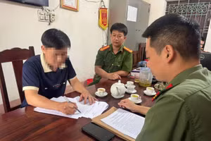 Hà Văn Thanh tại cơ quan Công an (ảnh: Công an tỉnh Phú Thọ).