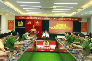 Ông Ma Thế Hồng, Phó Bí thư Tỉnh ủy Tuyên Quang chủ trì tại điểm cầu Công an tỉnh Tuyên Quang (Ảnh: Công an tỉnh Hà Giang).