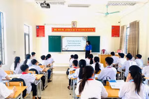 Trường THCS Bản Nguyên (xã Bản Nguyên) ứng dụng công nghệ thông tin trong dạy và học.