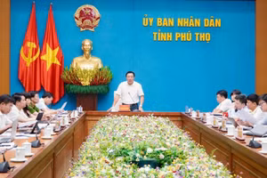 Ông Nguyễn Huy Ngọc, Phó Chủ tịch UBND tỉnh Phú Thọ phát biểu chỉ đạo tại hội nghị điểm cầu UBND tỉnh.