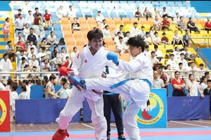 Các VĐV thi đấu nội dung Karate cá nhân nam. 