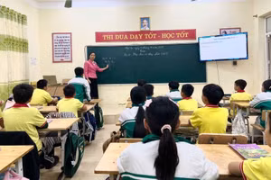 Trường Tiểu học Tân Phú (xã Tân Sơn, Phú Thọ) ứng dụng công nghệ thông tin trong dạy và học.