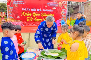 Các bé Trường Mầm non Cao Xá 1 tại Ngày hội trải nghiệm.