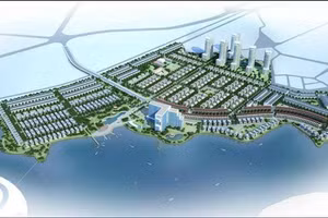 Phối cảnh dự án Khu đô thị sinh thái Sông Hồng Nam Đầm Vạc (ảnh Vĩnh Hà).