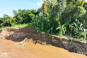 Sạt lở tại Khu 12 Hương Nộn xã Tam Nông (Ảnh: UBND xã Tam Nông).