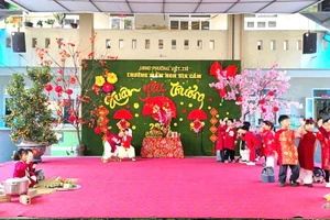 Sôi nổi hoạt động trải nghiệm "Xuân yêu thương" tại Trường Mầm non Gia Cẩm.