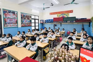 Học sinh trường Tiểu học Cao Xá (huyện Lâm Thao, tỉnh Phú Thọ) ổn định nề nếp học tập sau kỳ nghỉ Tết.