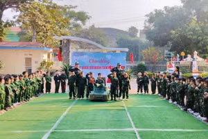 Trường Mầm non Phong Châu tổ chức hoạt động trải nghiệm "Bé tập làm chiến sỹ".