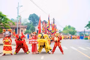 UBND xã Lâm Thao tổ chức hợp luyện Lễ rước kiệu dự Giỗ Tổ Hùng Vương năm 2026 (ảnh: Phương Anh).