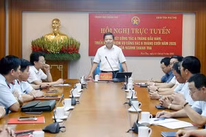 Ông Phan Trọng Tấn, Phó Chủ tịch UBND tỉnh Phú Thọ phát biểu tại điểm cầu tỉnh Phú Thọ.