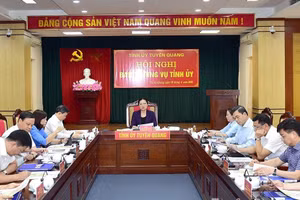 Quang cảnh Hội nghị Ban thường vụ Tỉnh ủy Tuyên Quang ngày 16/4/2025.