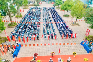 Trường THCS Vĩnh Lại (xã Bản Nguyên) xanh, sạch, đẹp.