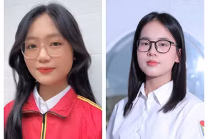 Em Nguyễn Thị Cẩm Tú (bên trái) và em Nguyễn Quỳnh Nga.