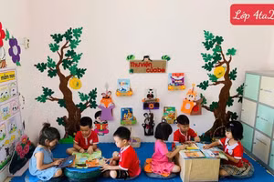 Hoạt động góc Thư viện của bé trường Mầm non Tề Lỗ.