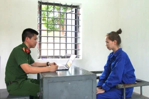 Bị can Hà Thị Lai Hạ tại cơ quan công an.