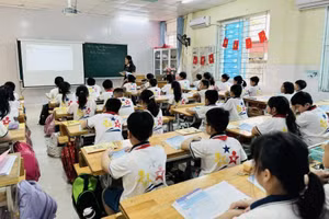 Trường Tiểu học Liên Minh đẩy mạnh công nghệ thông tin trong dạy học.