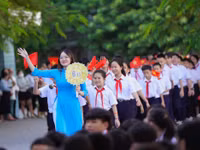 Trường THCS Nguyễn Huệ (phường Hải Châu, TP Đà Nẵng) đón học sinh đầu cấp.
