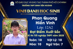 Em Phan Quang Hiển Vinh, Trường THPT Đinh Tiên Hoàng, phường Vũng Tàu (TPHCM).