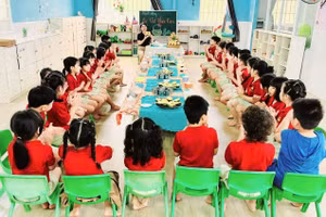 Tiết học của trẻ Trường Mần non Tây Thạnh 2 (TPHCM).