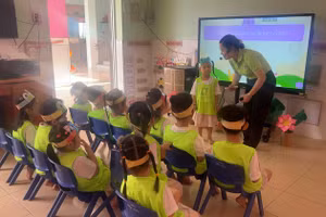 Giờ học của trẻ Trường mầm non Trạng Nguyên (phường Phú Thọ Hòa).