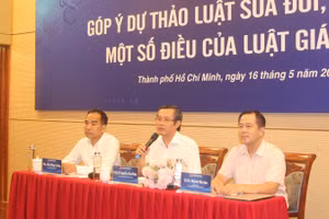 Lãnh đạo Bộ GD&ĐT, Vụ Pháp chế và Trường Đại học Sư phạm TPHCM điều hành hội thảo.