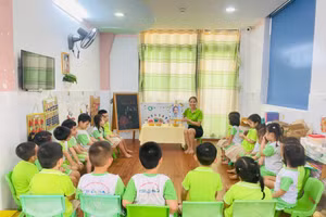 Giờ học của trẻ mầm non TPHCM.