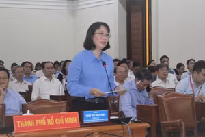 Bà Trần Thị Diệu Thúy phát biểu tham luận tại hội nghị. Ảnh: Hồ Phúc