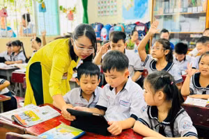 Tiết dạy của cô Nguyễn Thanh Thảo, Trường Tiểu học Thuận Kiều. Ảnh: NVCC.