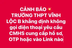 Cảnh báo của Trường THPT Vĩnh Lộc B.