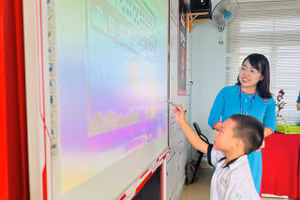 Cô Nguyễn Thị Thanh Thảo, giáo viên Trường Tiểu học Thuận Kiều trong một tiết giảng bài. Ảnh: NVCC