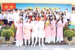 Học sinh Trường THPT Nguyễn Thị Diệu (Quận 3, TPHCM) dịp Tết Nguyên đán 2023.