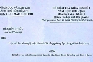 Đề Văn lớp 10A25 Trường THPT Mạc Đĩnh Chi, quận 6. Ảnh: MXH.