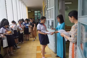 Học sinh tham gia kỳ khảo sát lớp 6 Trường THCS-THPT Trần Đại Nghĩa năm 2024.