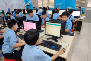 Giờ học Tin học của học sinh TPHCM.