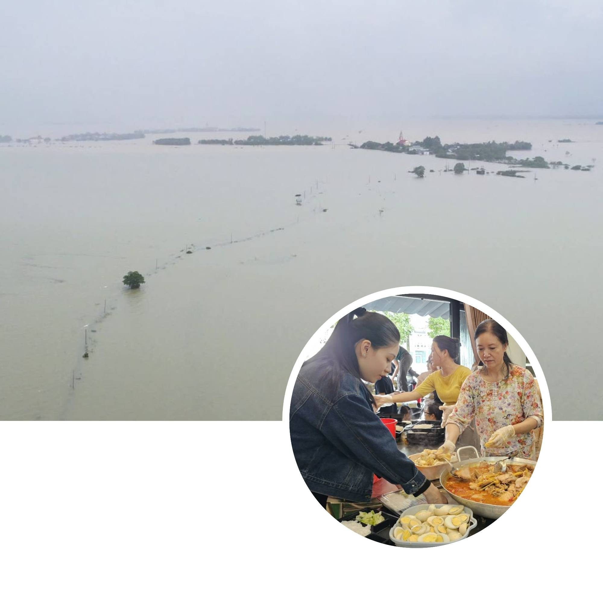 Trong khi nước lũ dâng gây ngập nhiều địa phương, tình người cũng dâng theo.