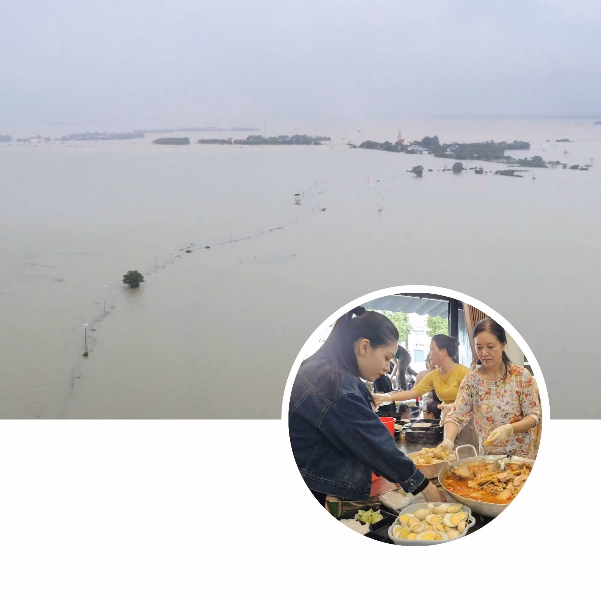 Trong khi nước lũ dâng gây ngập nhiều địa phương, tình người cũng dâng theo.