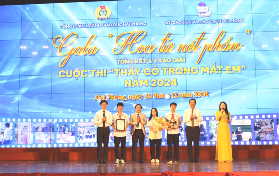 Tác phẩm "Trái tim người thắp lửa" của nhóm học sinh Trường THCS Vĩnh Niệm (quận Lê Chân) đạt giải xuất sắc.
