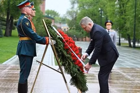 Thủ tướng Slovakia Robert Fico tại Moscow, Nga, ngày 9/5.