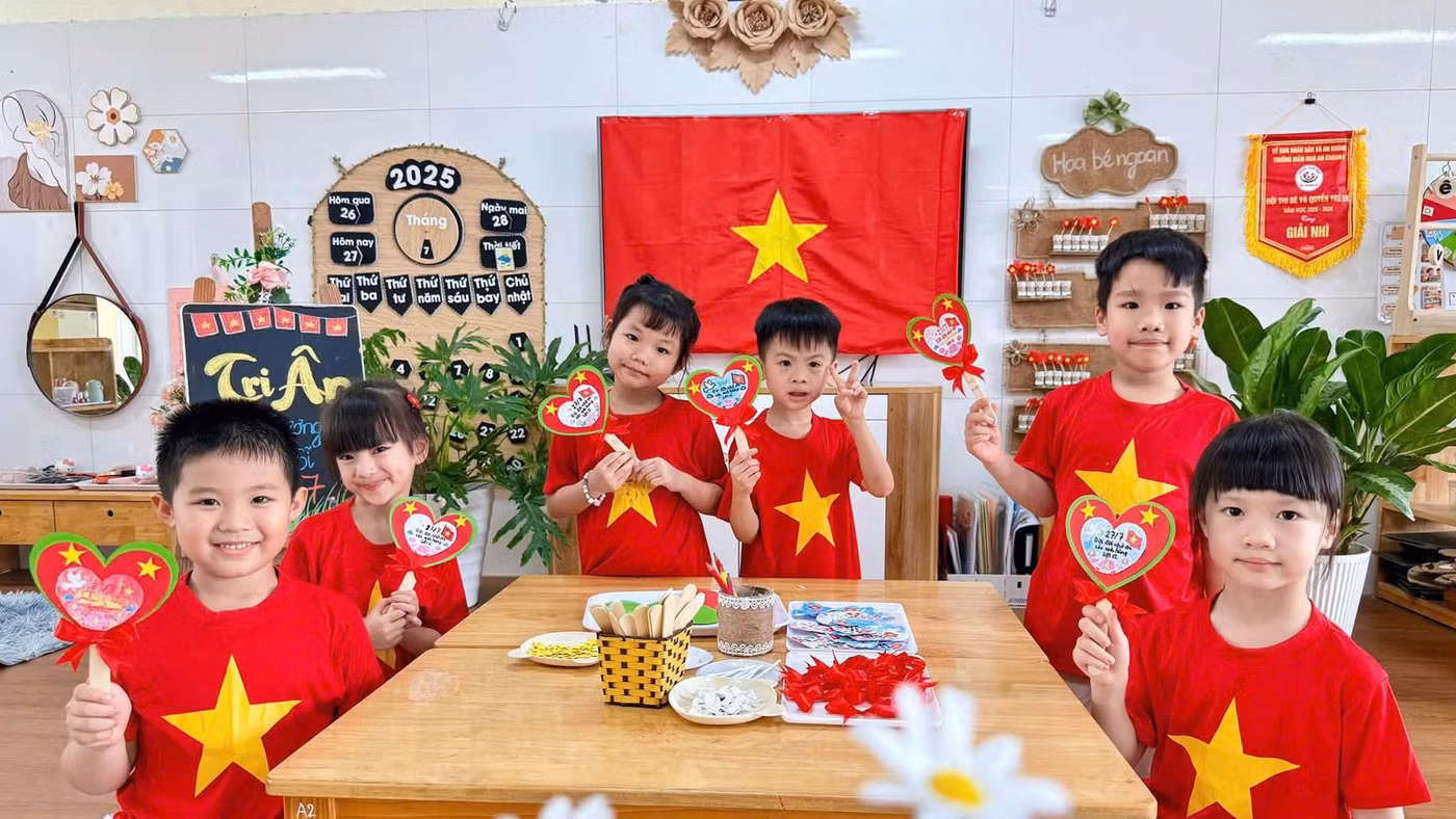 Trẻ tại Trường Mầm non La Phù, phân hiệu An Khánh B (xã An Khánh, Hà Nội). Ảnh: Đình Tuệ.