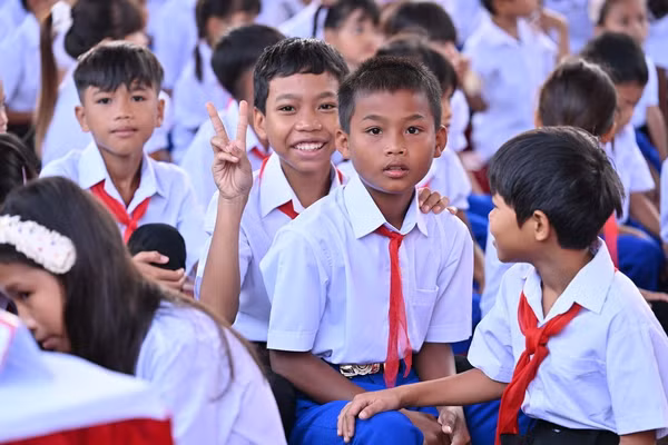 Học sinh ở Mường Than (Lai Châu) trong ngày khai giảng năm học 2026 - 2027.