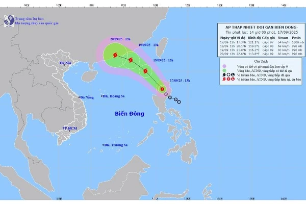 Áp thấp nhiệt đới vừa hình thành, sắp mạnh lên thành bão trong tối nay