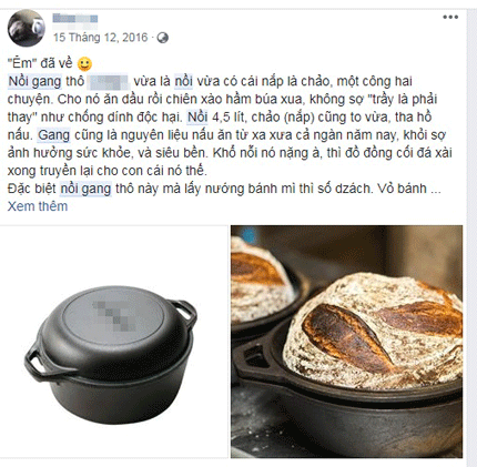 Một thành viên khoe đã mua được chiếc nồi gang ưng ý. Ảnh: facebook. Bộ sưu tập nồi gang nhiều màu được một trang web bán đồ gia dụng quảng cáo.Ảnh: facebook.
