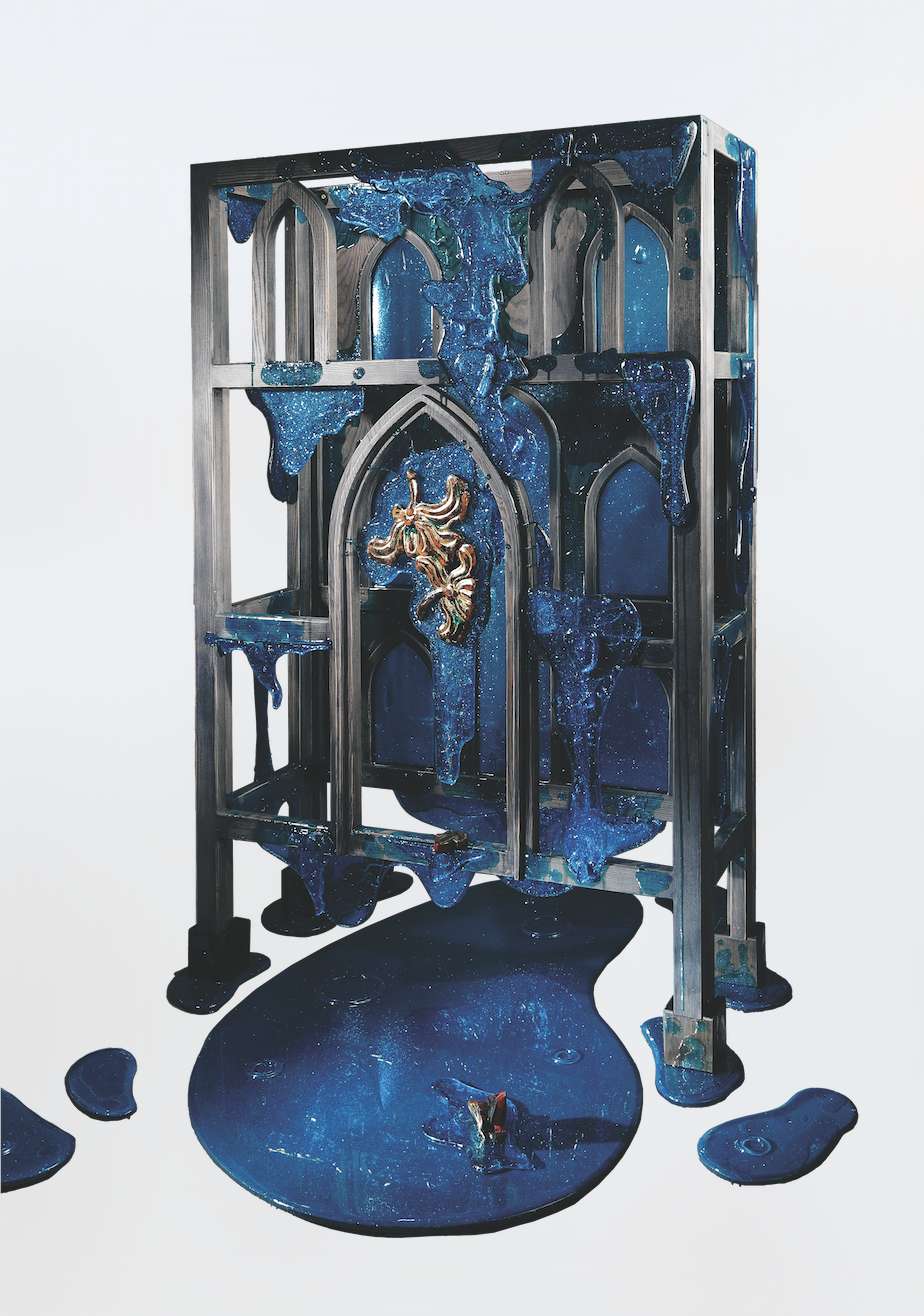 Nguyễn Sơn, “Tôi vẫn tin vào giấc mơ của mình!” (2022), acrylic, chạn gỗ, video 3D, 166 x 105 x 130 cm Nguyễn Sơn, “Tôi vẫn tin vào giấc mơ của mình!” (2022), acrylic, chạn gỗ, video 3D, 166 x 105 x 130 cm