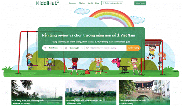 Giao diện trực quan của website: kiddihub.com Giao diện trực quan của website: kiddihub.com