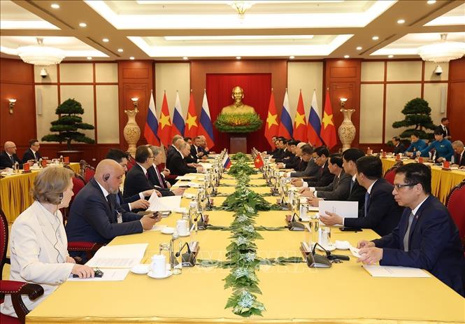 Tổng Bí thư Nguyễn Phú Trọng và Tổng thống Liên bang Nga Vladimir Putin hội đàm. Ảnh: Trí Dũng/TTXVN Tổng Bí thư Nguyễn Phú Trọng và Tổng thống Liên bang Nga Vladimir Putin hội đàm. Ảnh: Trí Dũng/TTXVN