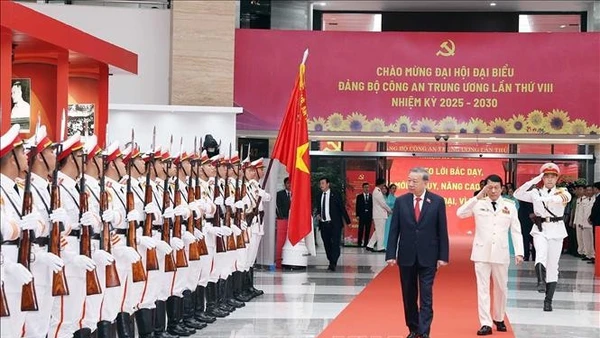 Tổng Bí thư Tô Lâm dự Đại hội đại biểu Đảng bộ Công an Trung ương lần thứ VIII. Ảnh: Thống Nhất/TTXVN
