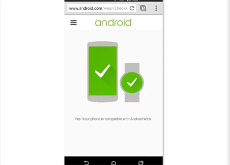 Trang web sẽ hiển thị như trên nếu thiết bị Android của bạn tương thích với Android Wear